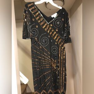 Vintage 80’s Argenti Black Silk Sequined Cocktail Dress